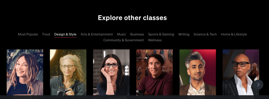 design and style instructors for masterclass