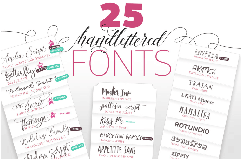 25 handlettered fonts