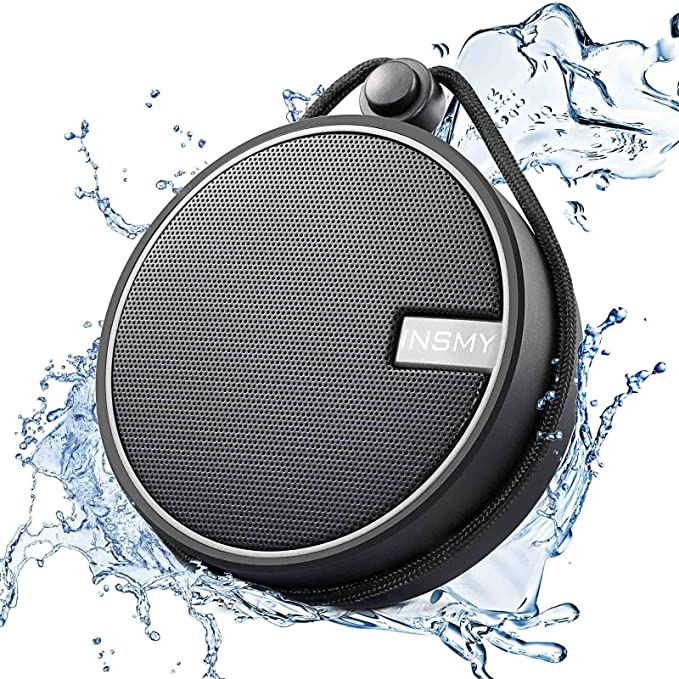 gray speaker with water splash